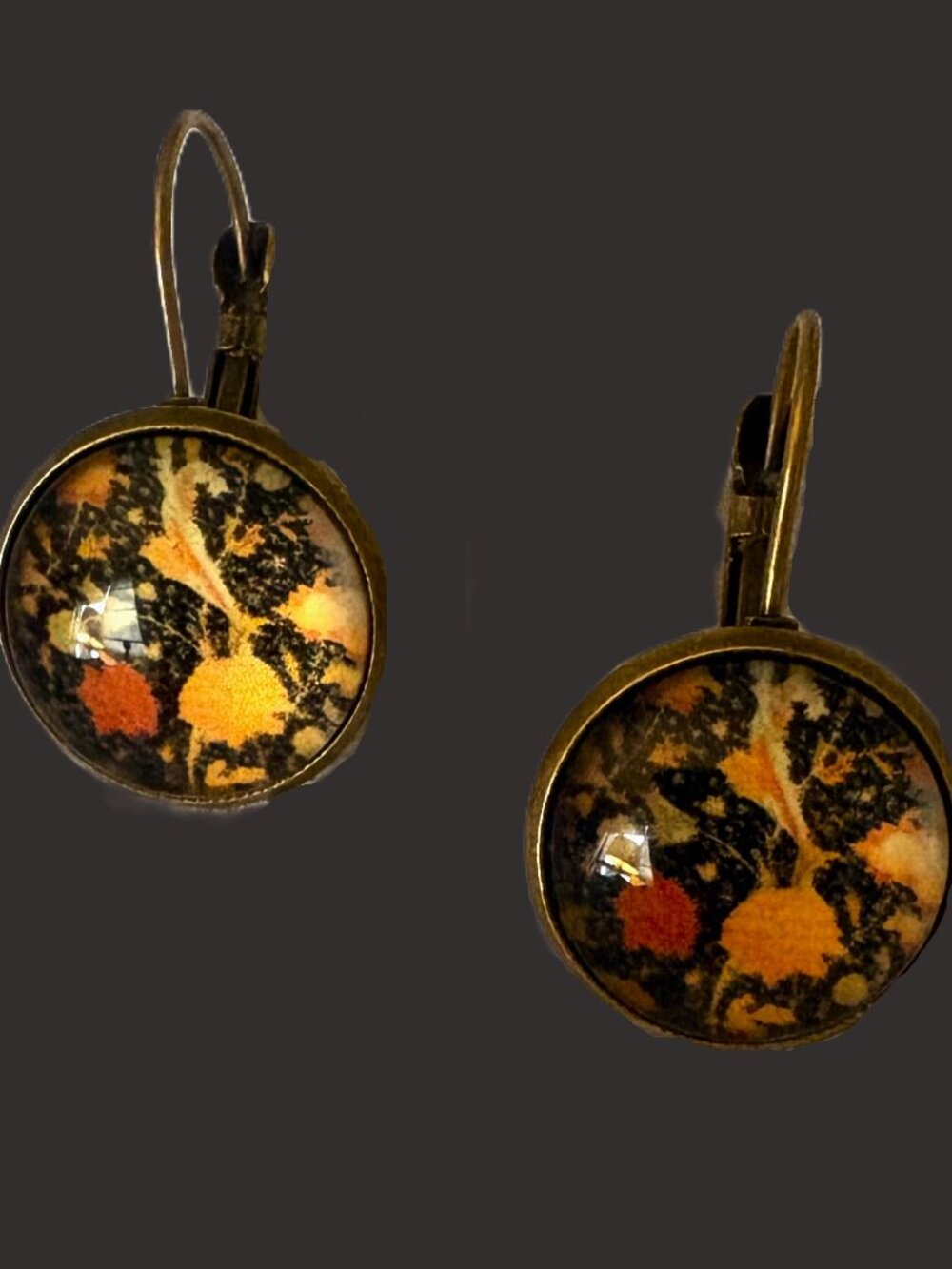 Floral-Celestial Abstract Drop Earrings-Handmade NWOT - Picture 8 of 12